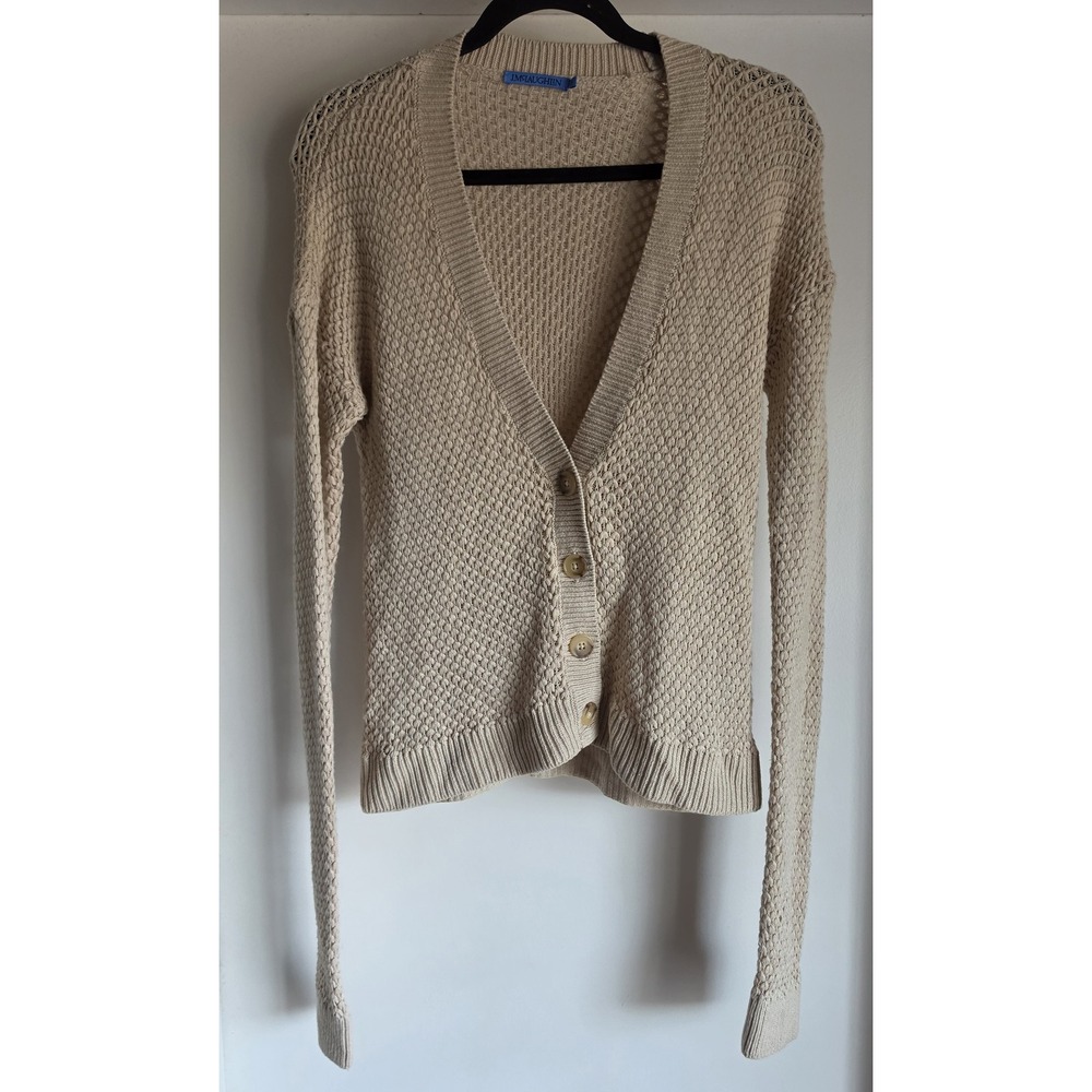 J.McLaughlin Cardigan Women S Beige V-Neck Long Sleeve Sweater Classic